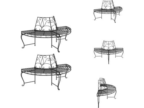 vidaXL Boombank Halfrond Staal - 160x84x88.5 cm - Zwart