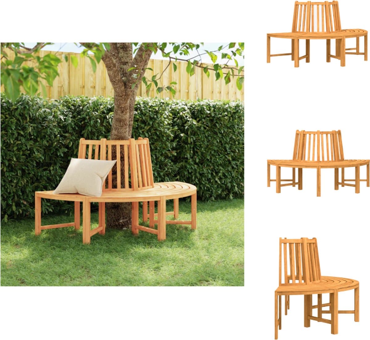 vidaxl boombank ronde teakhout 160 x 82 x