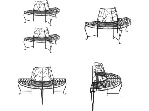 vidaXL Boombanken 2 st halfrond Ø160 cm staal zwart