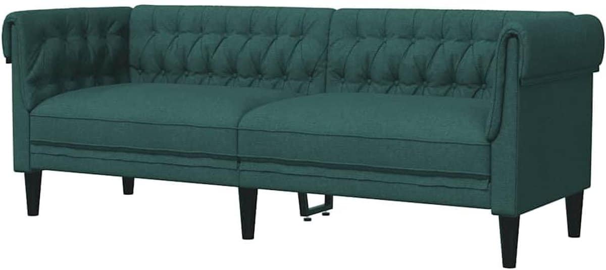 vidaxl chesterfield 3 seater sofa dark green fabric