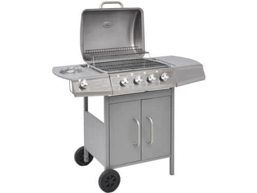 vidaXL Gasbarbecue 4+1 kookzone zilver