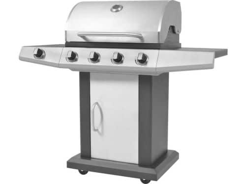 vidaXL Gasbarbecue en grill 4+1 kookzone zwart en zilver