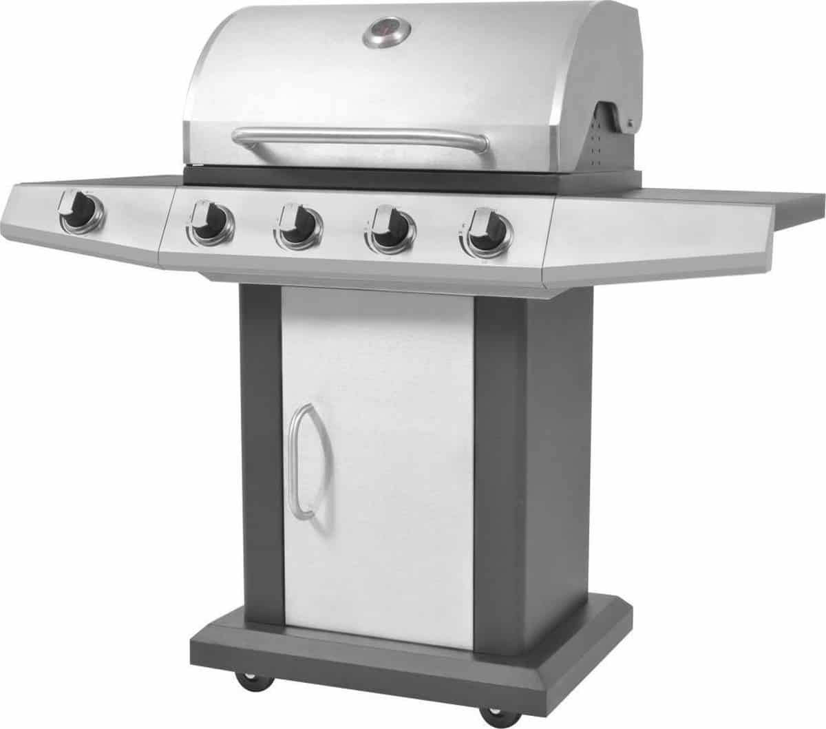 vidaxl gasbarbecue en grill 4+1 kookzone zwart en zilver