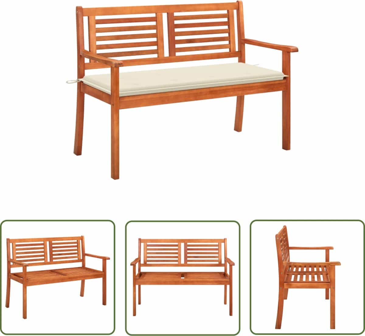 vidaxl houten bank tuinbank tuinbank 2 zits met kussen