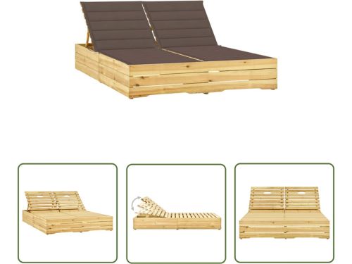 vidaXL Lounge Stoel - Tuinbank - Ligbed tweepersoons met taupe