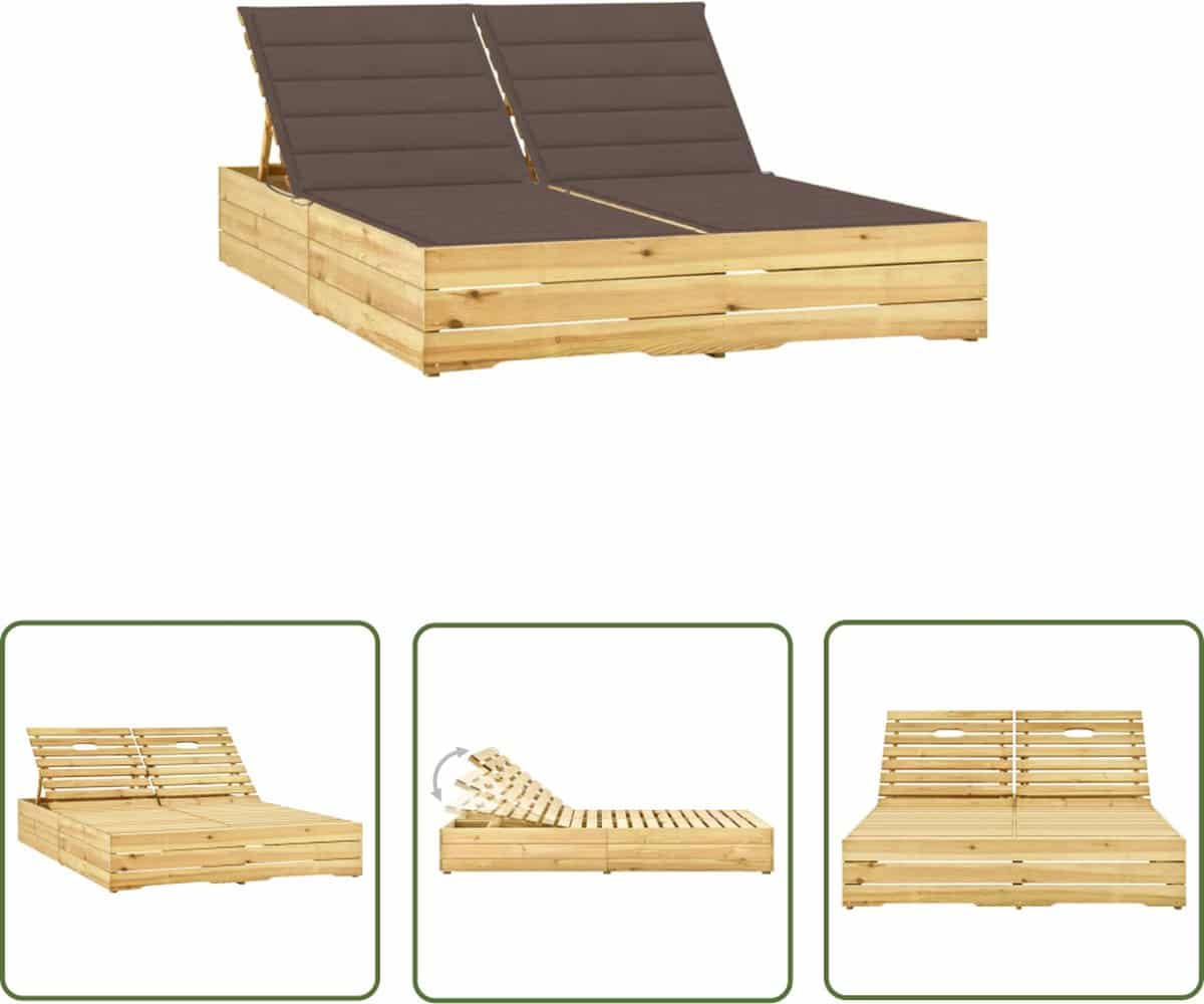 vidaxl lounge stoel tuinbank ligbed tweepersoons met taupe