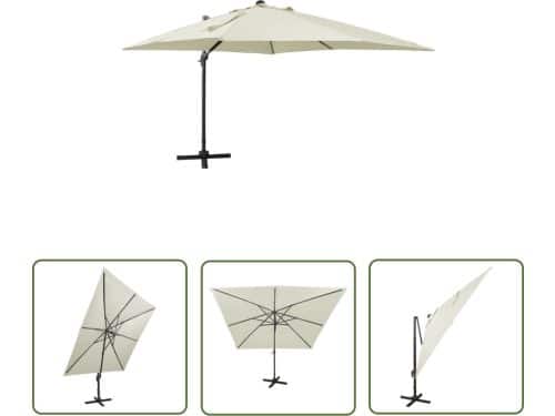 vidaXL Parasol - Zweefparasol - Zweefparasol met paal en LED