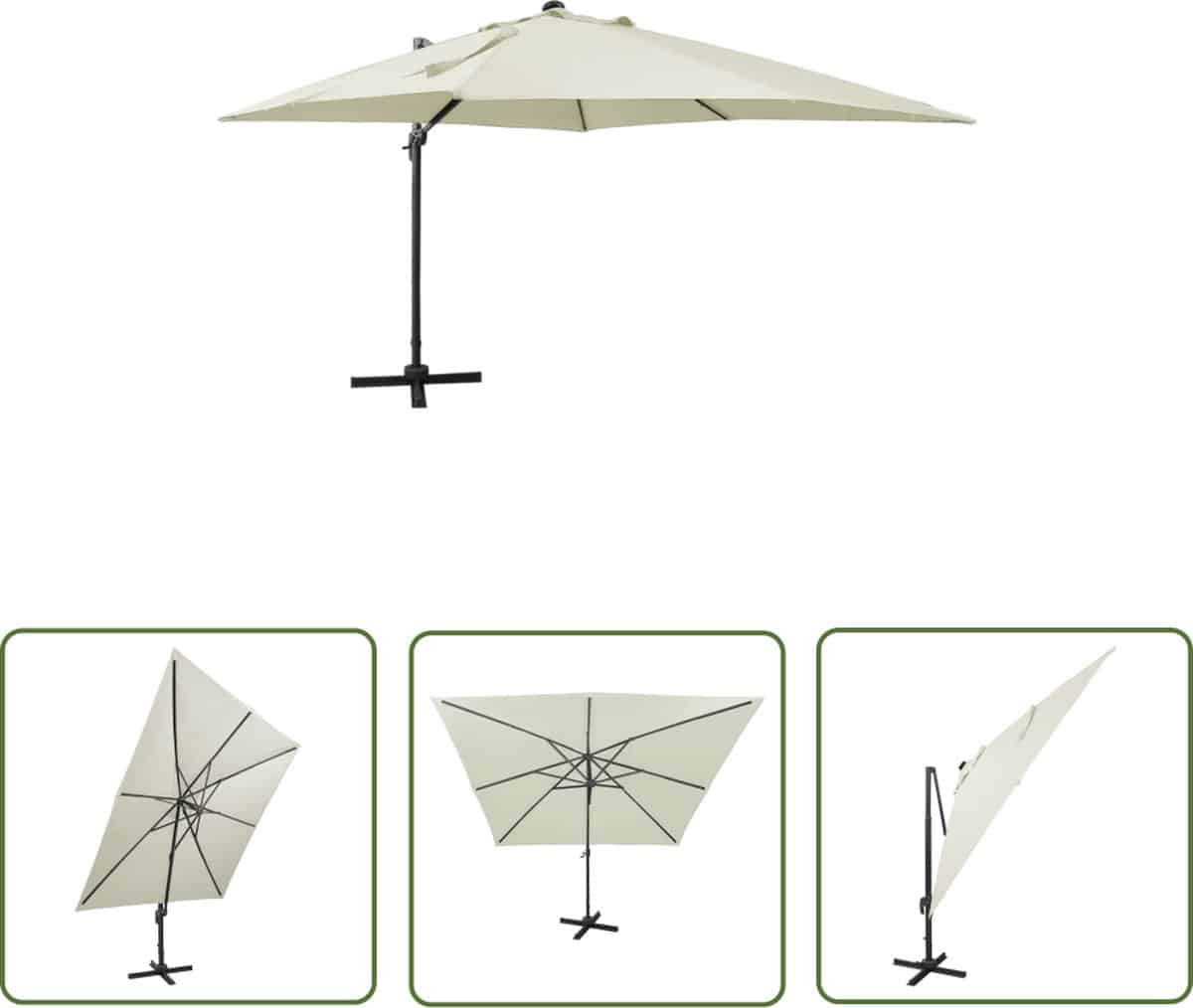 vidaxl parasol zweefparasol zweefparasol met paal en led
