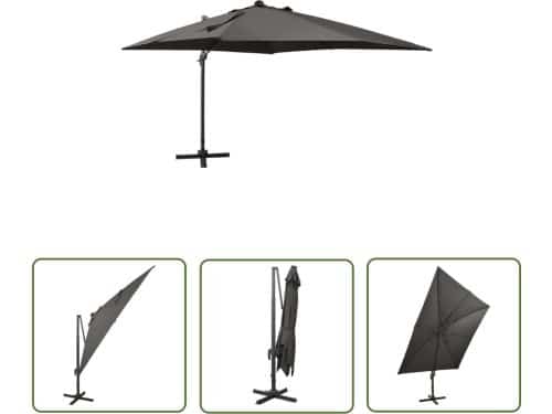 vidaXL Parasol - Zweefparasol - Zweefparasol met paal en LED