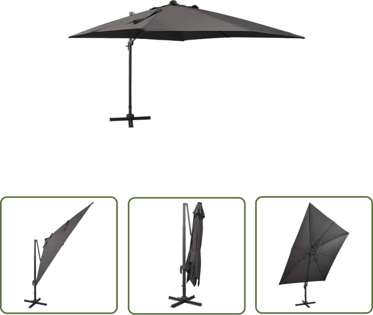 vidaxl parasol zweefparasol zweefparasol met paal en led