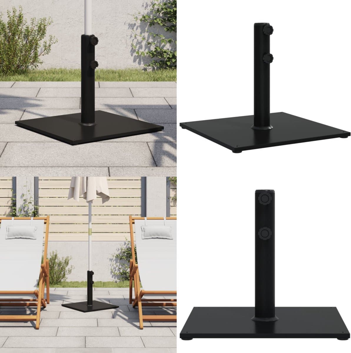 vidaxl parasolvoet voor stokken van Ø32/38/48 mm 17 kg vierkant