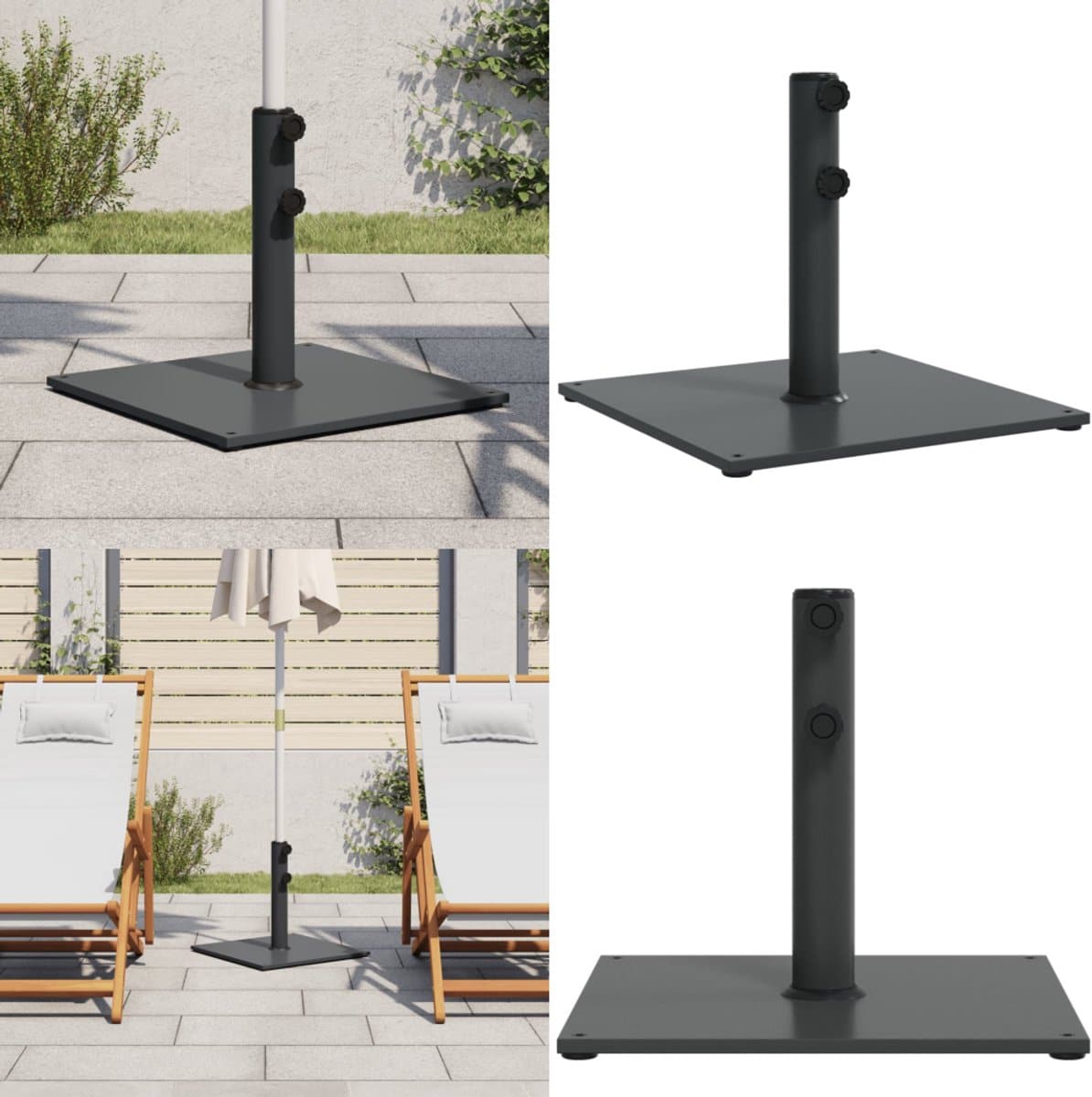 vidaxl parasolvoet voor stokken van Ø32/38/48 mm 17 kg vierkant