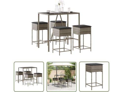 vidaXL Poly Rattan - Tuin Barset - 5-delige Tuinbarset met