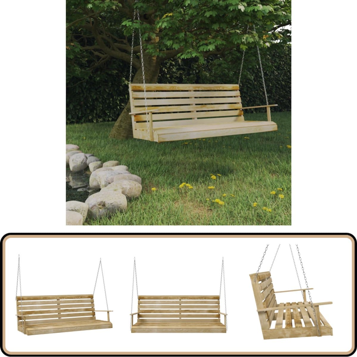 vidaxl schommelbank grenenhout 155x65x60 cm schommelbank grenenhout