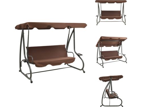 vidaXL Schommelbank Luifel - 232x125x170 cm - Koffie - PVC-gecoat