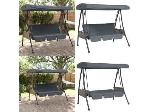 vidaXL Schommelbank met verstelbare luifel staal donkergrijs - Schommelbank
