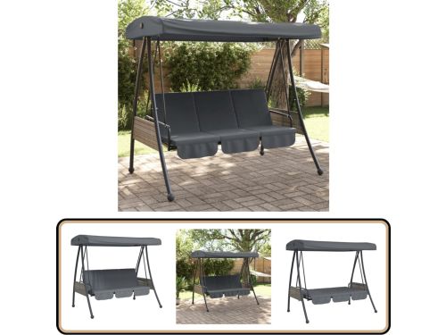 vidaXL Schommelbank - Verstelbare luifel - Donkergrijs Schommelbank - Lounge