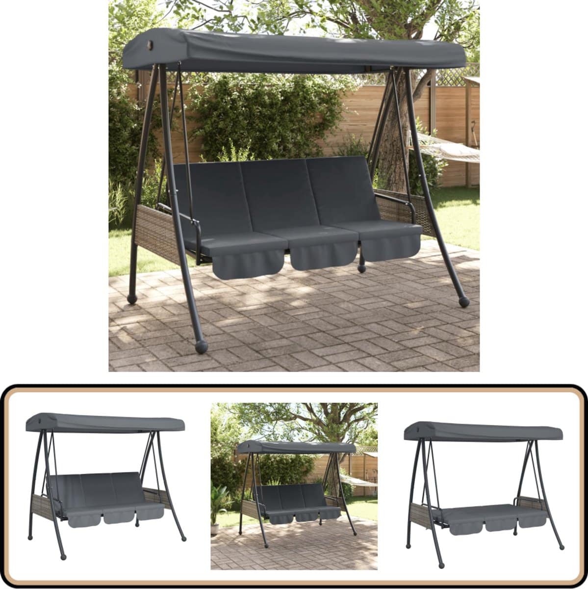 vidaxl schommelbank verstelbare luifel donkergrijs schommelbank lounge