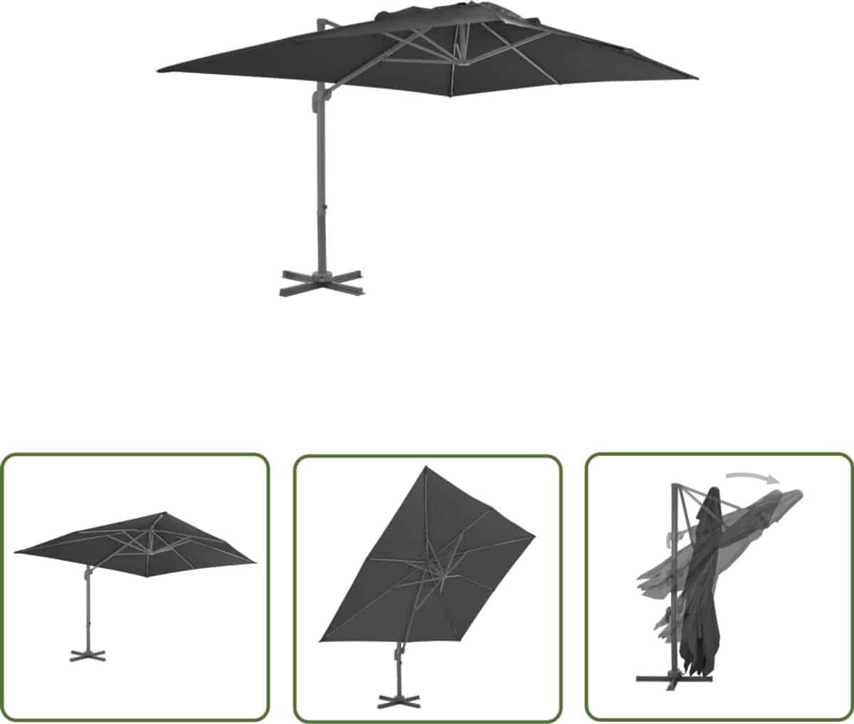 vidaxl sleutelset dynamische sleutel zweefparasol met aluminium paal