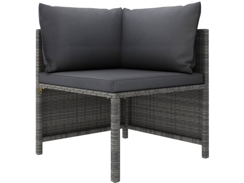 vidaXL Tuinbank 3-zits met kussens poly rattan grijs