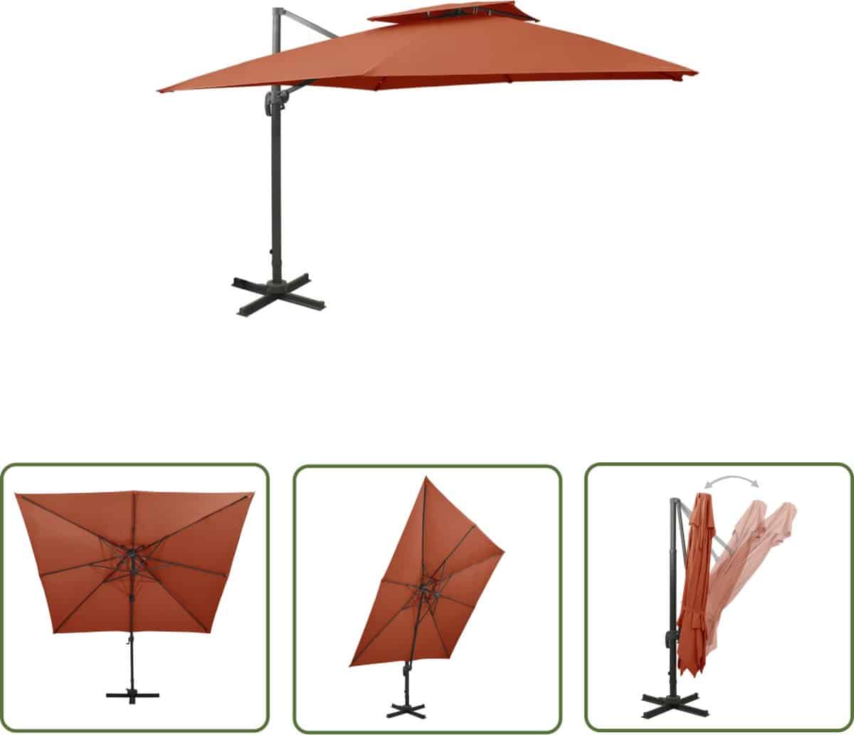 vidaxl tuindecoratie zonwering zweefparasol met dubbel dak 300×300