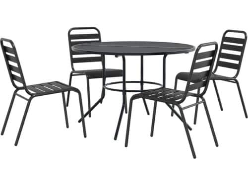 vidaXL Tuinset - 5-delig - Gepoedercoat Staal - Antraciet Tuinsets