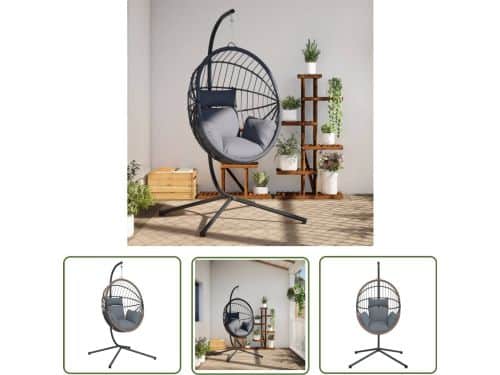 vidaXL Tuinset - Hangstoel - Hangstoel met standaard rattan en