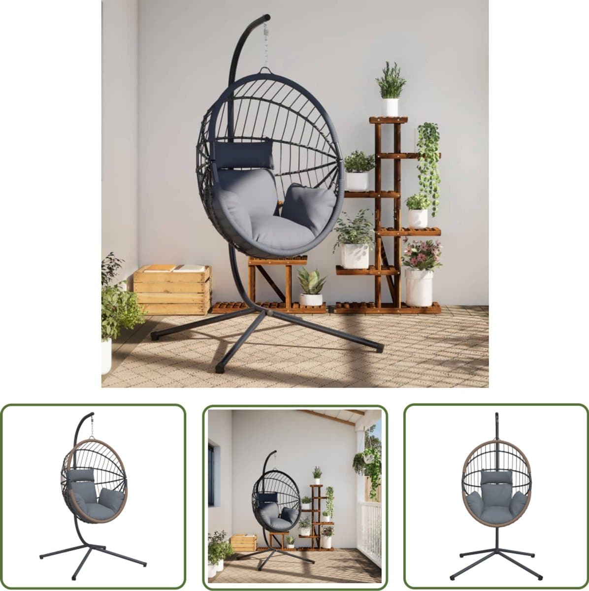 vidaxl tuinset hangstoel hangstoel met standaard rattan en