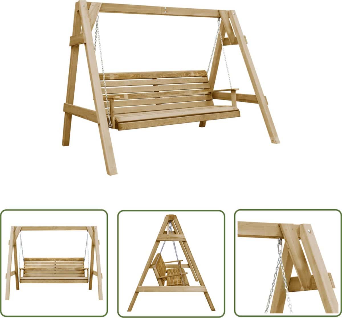 vidaxl tuinset schommelbank schommelbank 205x150x157 cm geïmpregneerd grenenhout