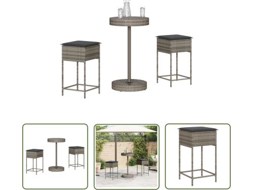 vidaXL Tuinset - Tuin Barset - 3-delige Tuinbarset met kussens