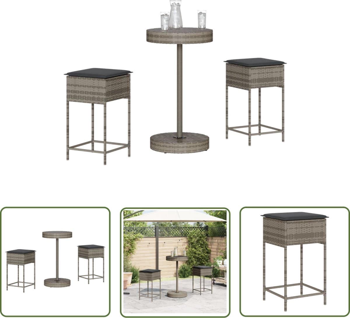 vidaxl tuinset tuin barset 3 delige tuinbarset met kussens
