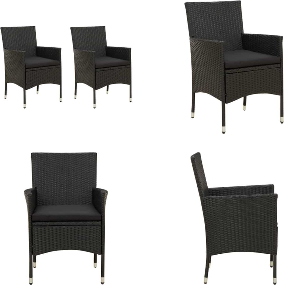 vidaxl tuinstoelen 2 st met kussens poly rattan zwart