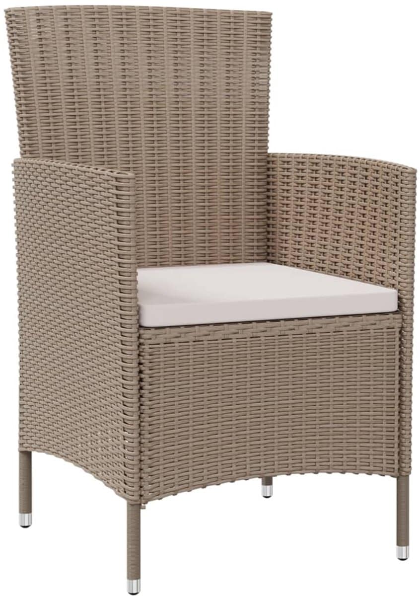vidaxl tuinstoelen 4 st met kussens poly rattan beige