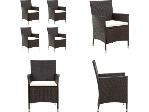 vidaXL Tuinstoelen 4 st met kussens poly rattan bruin