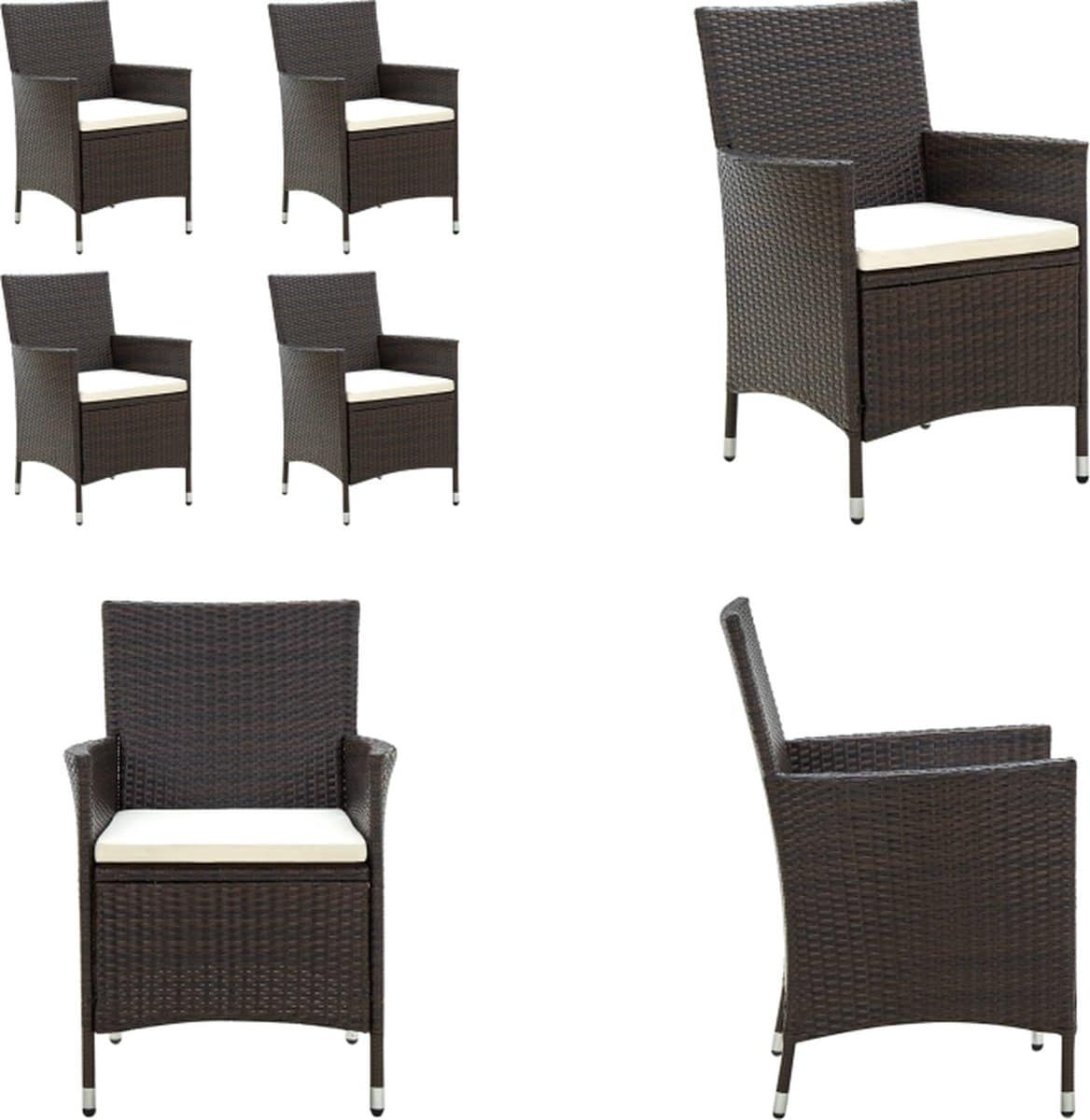 vidaxl tuinstoelen 4 st met kussens poly rattan bruin
