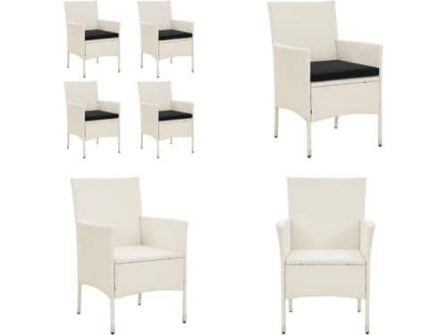 vidaXL Tuinstoelen 4 st met kussens poly rattan wit