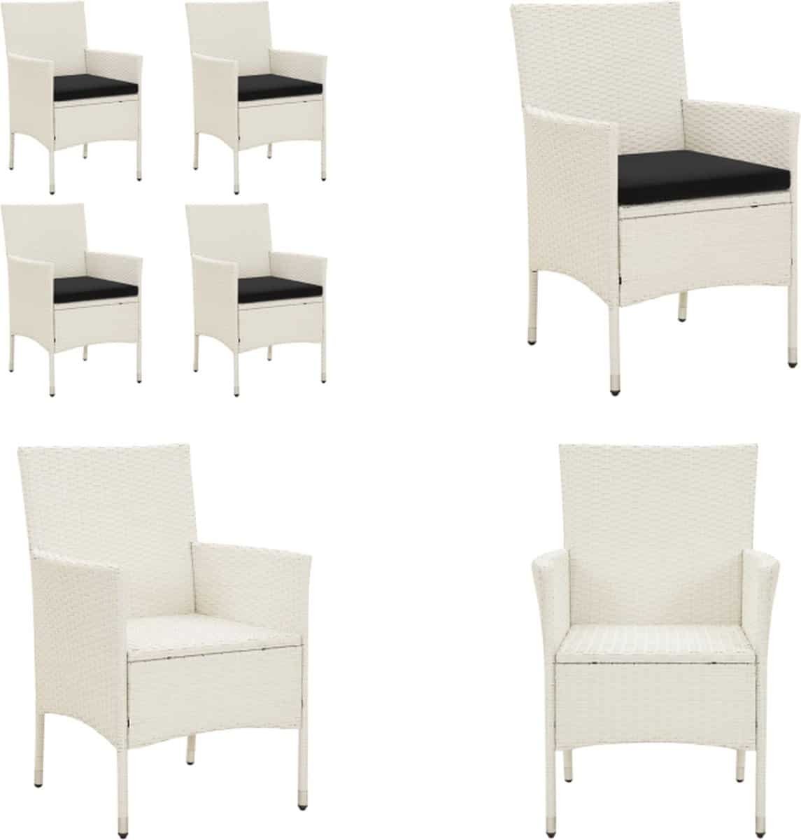 vidaxl tuinstoelen 4 st met kussens poly rattan wit