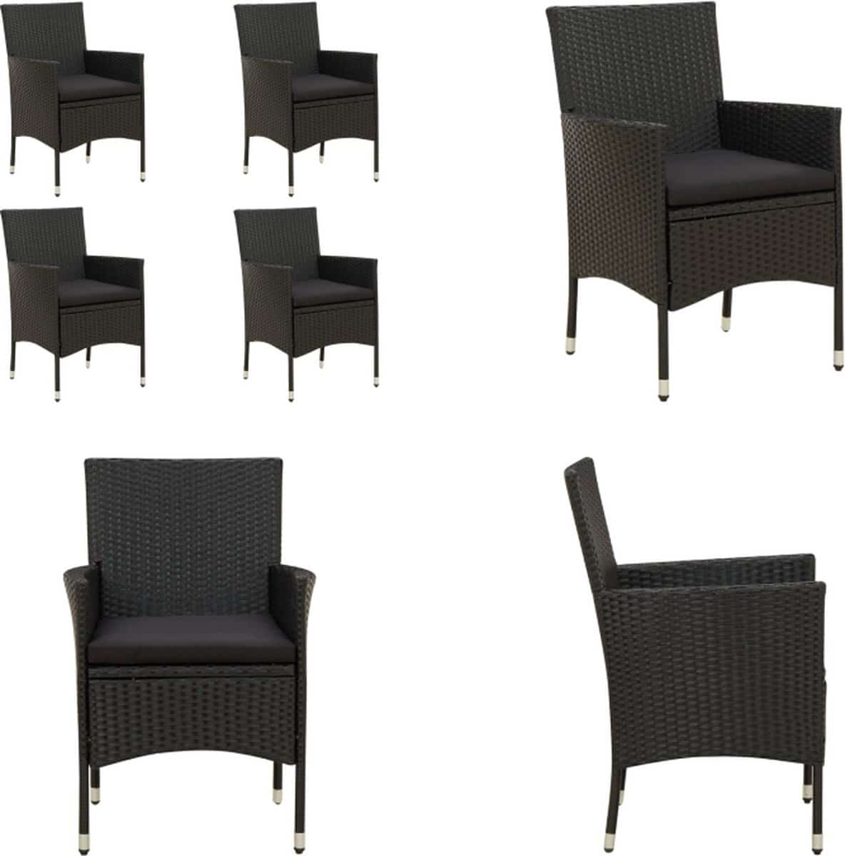 vidaxl tuinstoelen 4 st met kussens poly rattan zwart