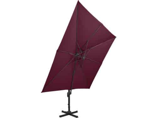 vidaXL Zweefparasol 300x300 cm - Bordeauxrood - Dubbel Dak Tuinparasol