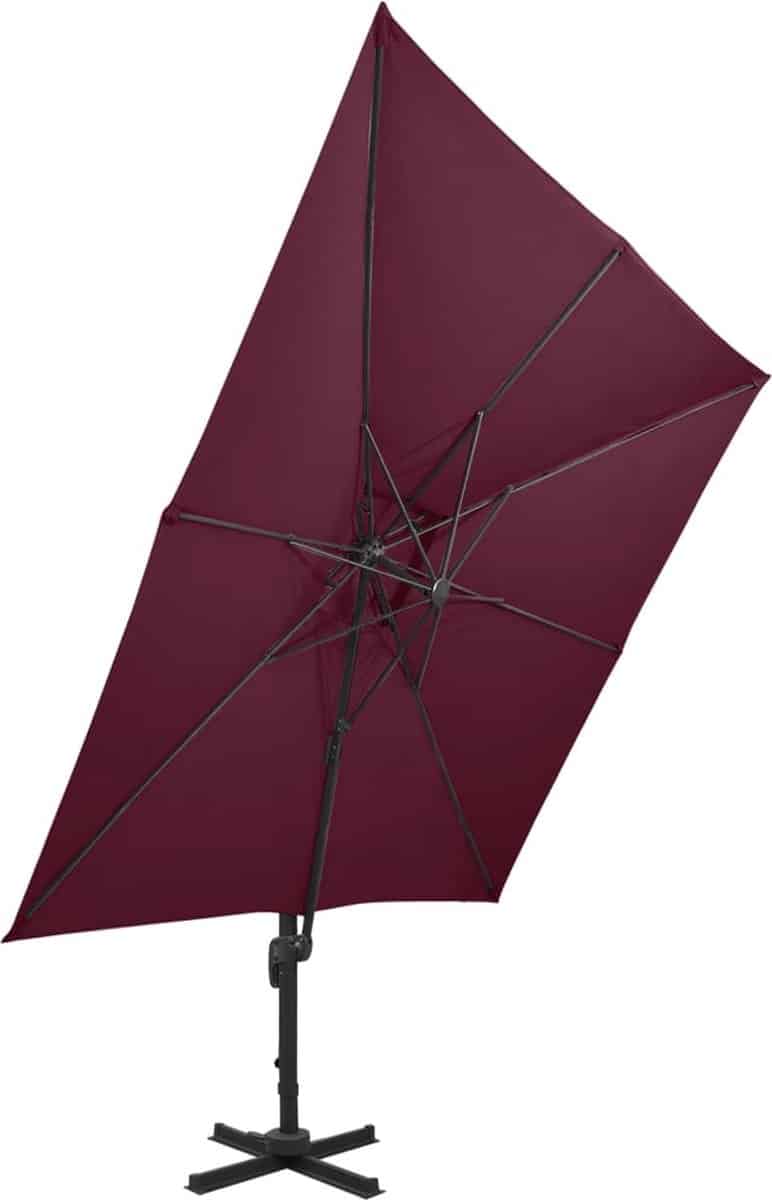 vidaxl zweefparasol 300×300 cm bordeauxrood dubbel dak tuinparasol