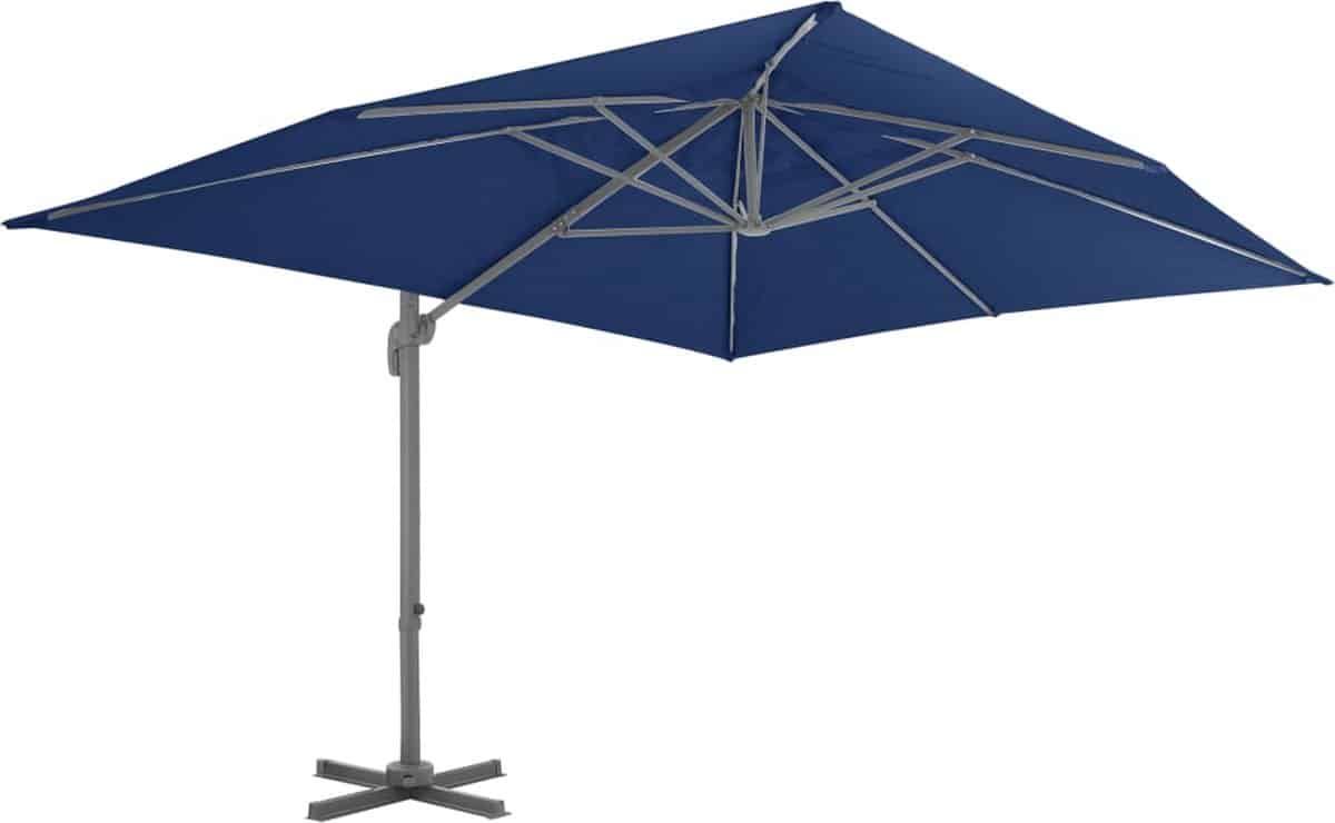 vidaxl zweefparasol 4x3m azuurblauw en kantelbaar hangende parasol