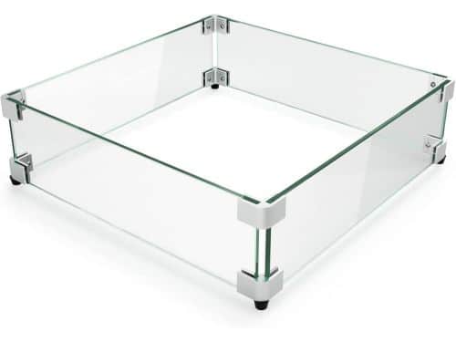 Vierkant Windscherm voor Gas Vuurschaal - Gehard Glas en Stevige