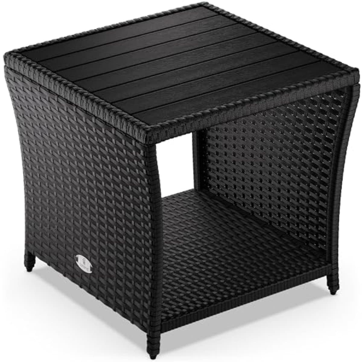 vierkante bijzettafel polyrattan met wpc tafelblad 45x45x40 cm