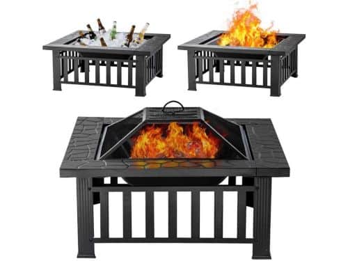 Vierkante Terrashaard en Vuurkorf Tafel 81cm - Buitenhaard voor Warmte