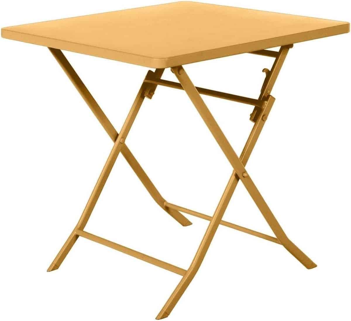 vierkante tuintafel klaptafel oker buiten dineren opvouwbaar