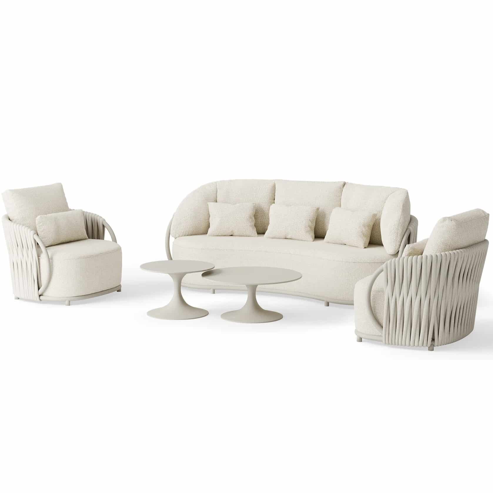 vivaro stoel bank loungeset 5 delig | camel sand | clouded rope | pebble desert bouclé