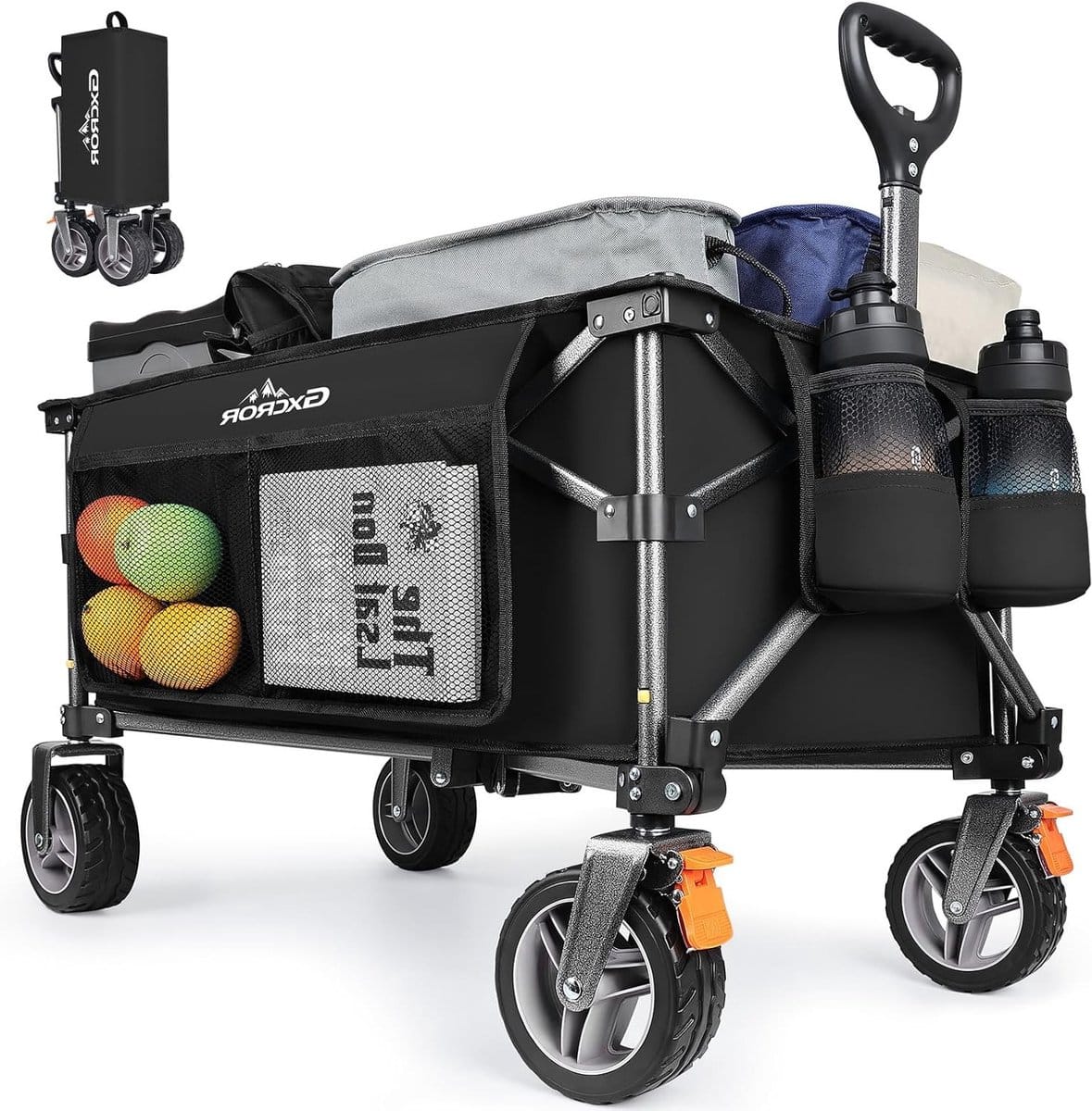 vouwbare tuinwagen 140l stevige trolley met afneembare wielen voor