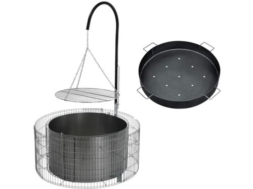 Vuur- en grillplaats van schanskorven met kolenschaal - 92/72 cm