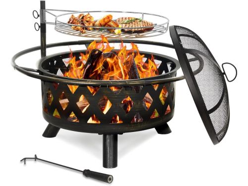 Vuurplaats voor Buiten met Hout en BBQ Grill