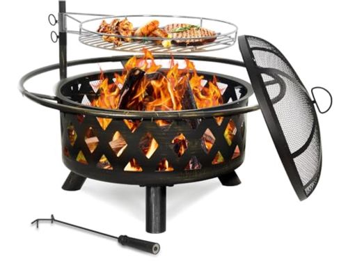 Vuurplaats voor Buiten met Hout en BBQ Grill